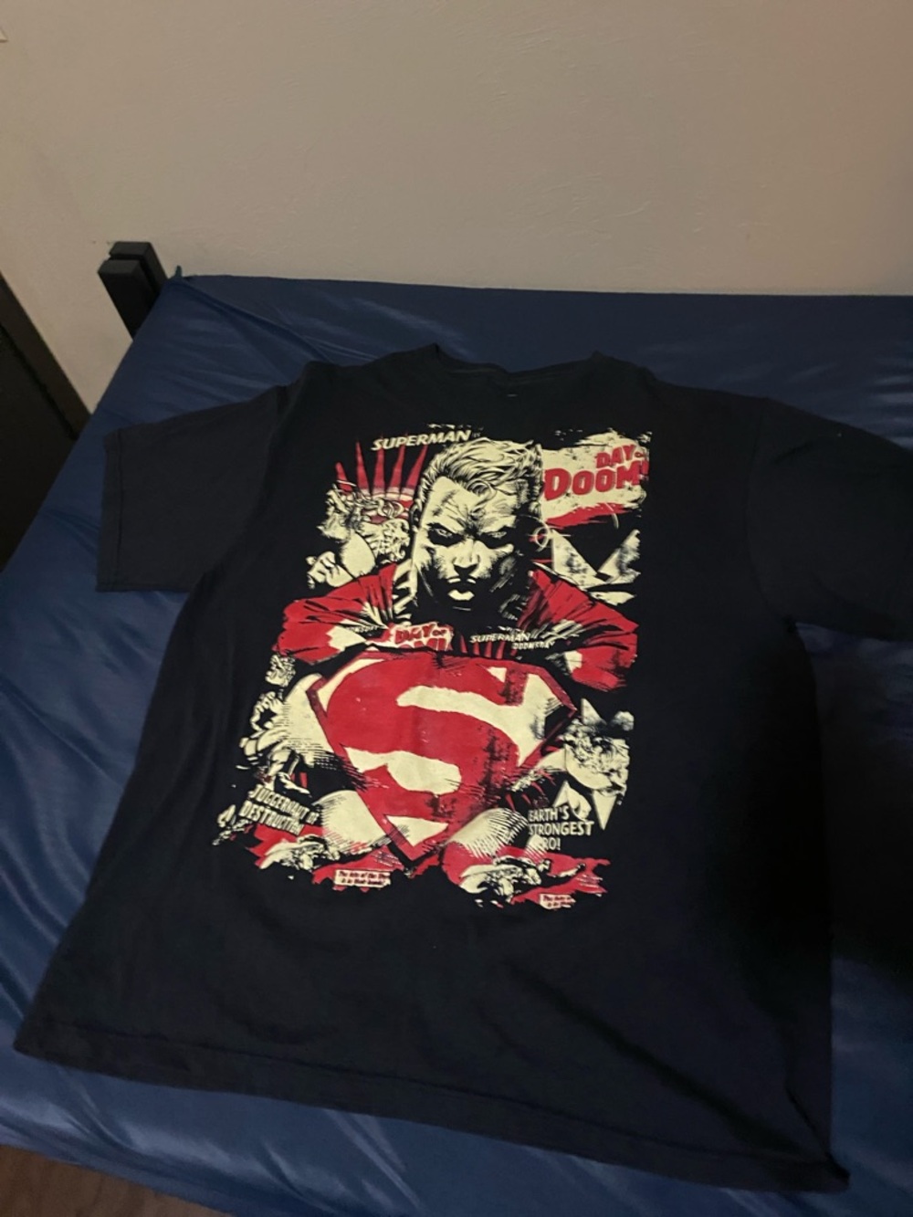 Superman Graphic Tee - Black with Red & Cream Print